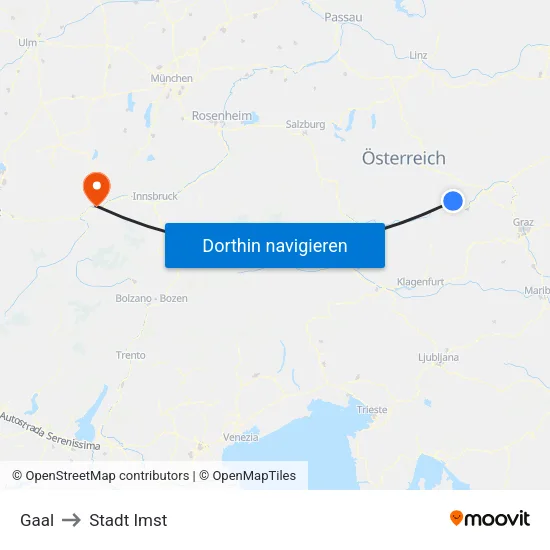 Gaal to Stadt Imst map