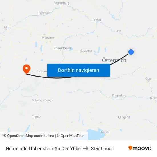 Gemeinde Hollenstein An Der Ybbs to Stadt Imst map