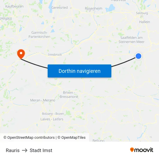 Rauris to Stadt Imst map