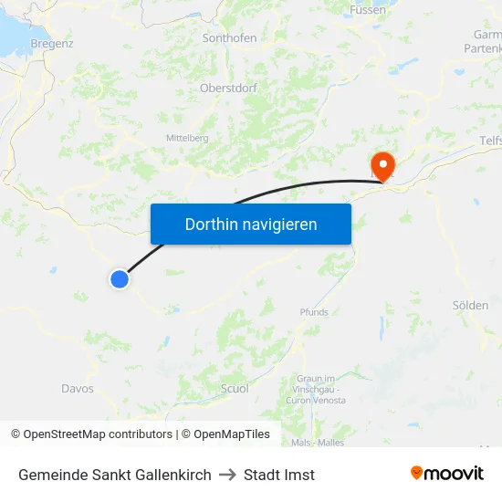 Gemeinde Sankt Gallenkirch to Stadt Imst map