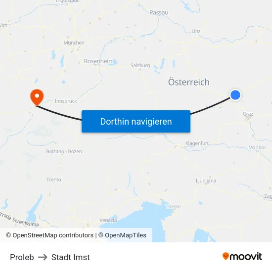Proleb to Stadt Imst map