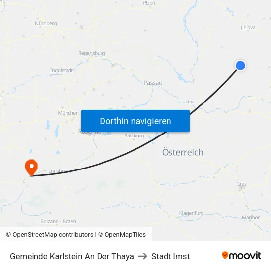 Gemeinde Karlstein An Der Thaya to Stadt Imst map