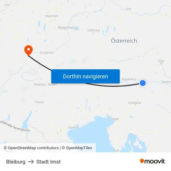 Bleiburg to Stadt Imst map