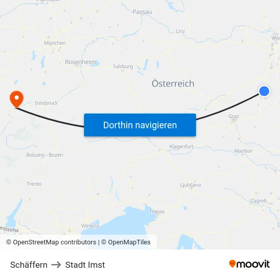 Schäffern to Stadt Imst map