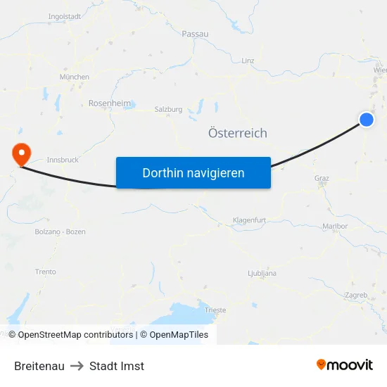 Breitenau to Stadt Imst map