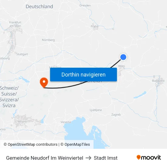 Gemeinde Neudorf Im Weinviertel to Stadt Imst map