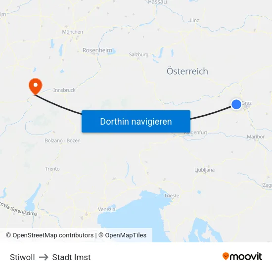 Stiwoll to Stadt Imst map