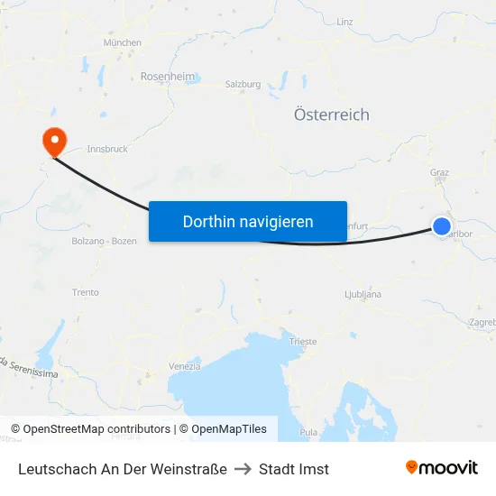 Leutschach An Der Weinstraße to Stadt Imst map