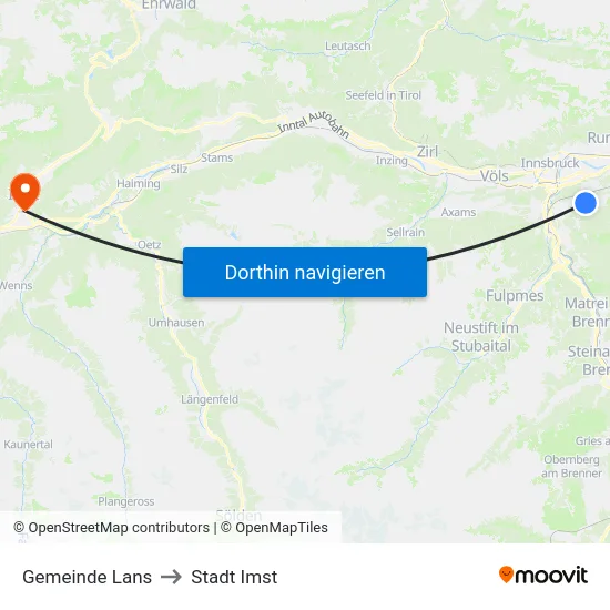 Gemeinde Lans to Stadt Imst map