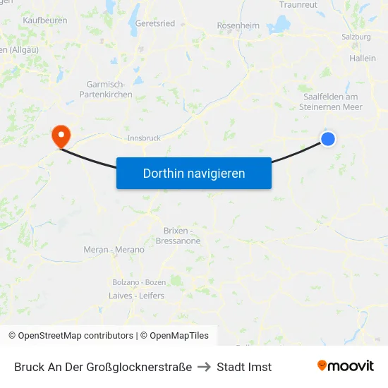 Bruck An Der Großglocknerstraße to Stadt Imst map