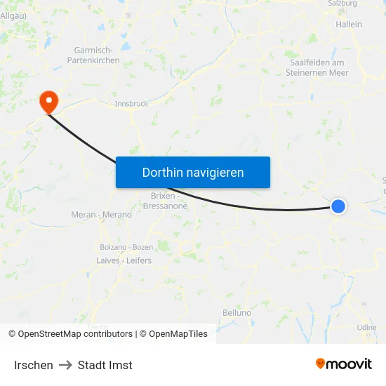 Irschen to Stadt Imst map