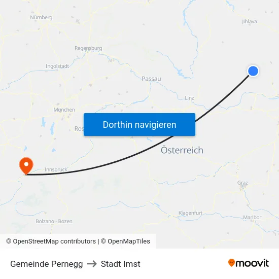 Gemeinde Pernegg to Stadt Imst map
