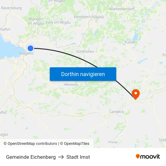 Gemeinde Eichenberg to Stadt Imst map