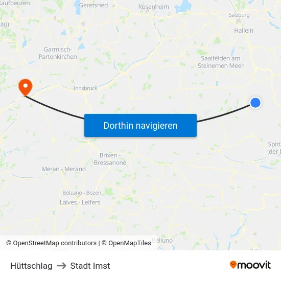 Hüttschlag to Stadt Imst map
