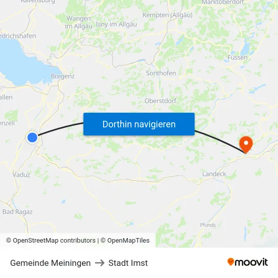 Gemeinde Meiningen to Stadt Imst map