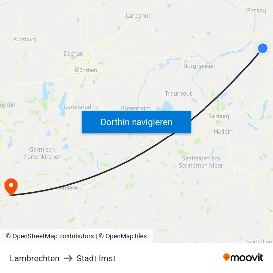 Lambrechten to Stadt Imst map
