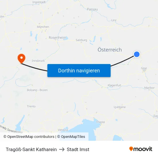 Tragöß-Sankt Katharein to Stadt Imst map