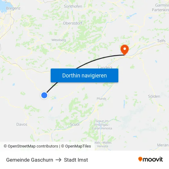 Gemeinde Gaschurn to Stadt Imst map