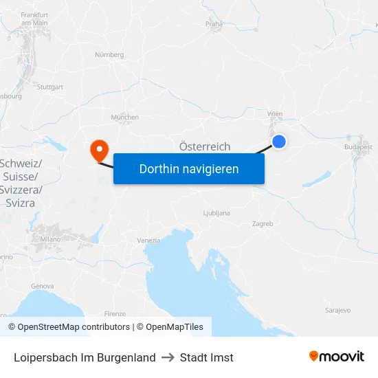 Loipersbach Im Burgenland to Stadt Imst map