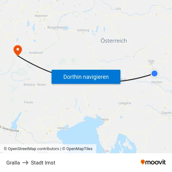 Gralla to Stadt Imst map