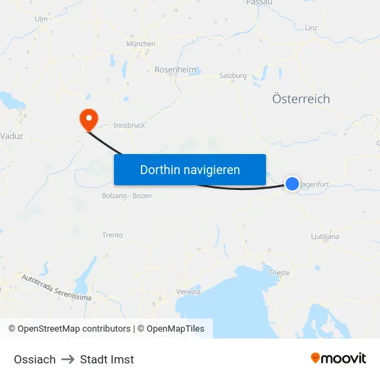 Ossiach to Stadt Imst map