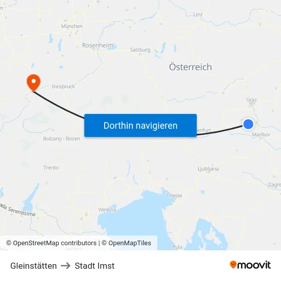 Gleinstätten to Stadt Imst map