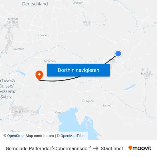 Gemeinde Palterndorf-Dobermannsdorf to Stadt Imst map