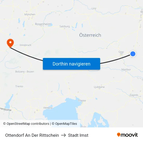 Ottendorf An Der Rittschein to Stadt Imst map