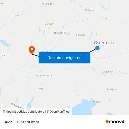 Aich to Stadt Imst map