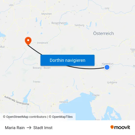 Maria Rain to Stadt Imst map