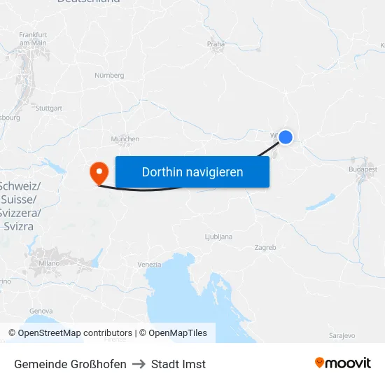 Gemeinde Großhofen to Stadt Imst map