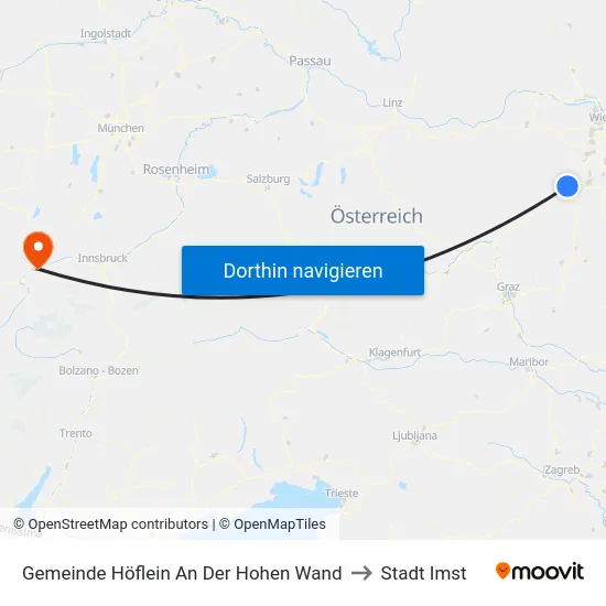 Gemeinde Höflein An Der Hohen Wand to Stadt Imst map