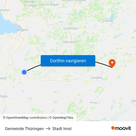 Gemeinde Thüringen to Stadt Imst map
