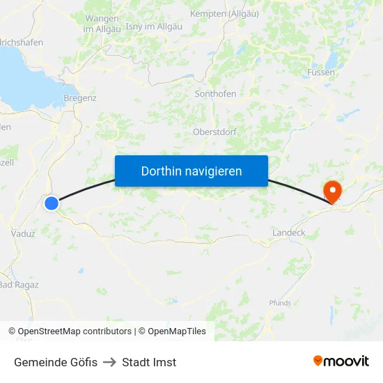 Gemeinde Göfis to Stadt Imst map
