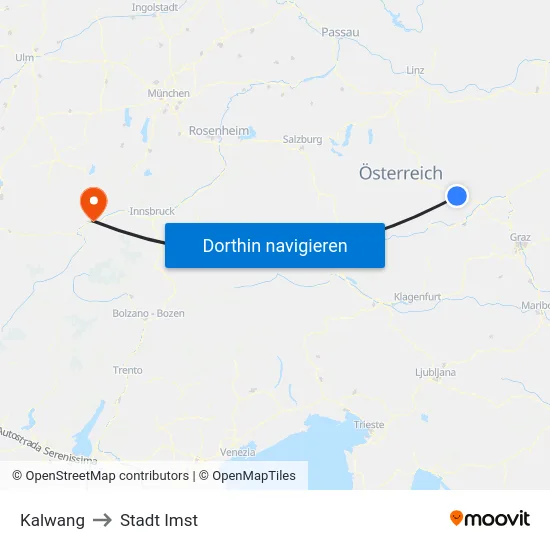 Kalwang to Stadt Imst map