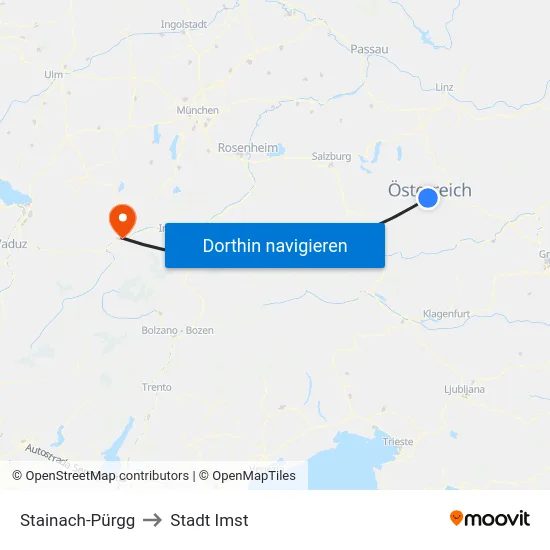 Stainach-Pürgg to Stadt Imst map