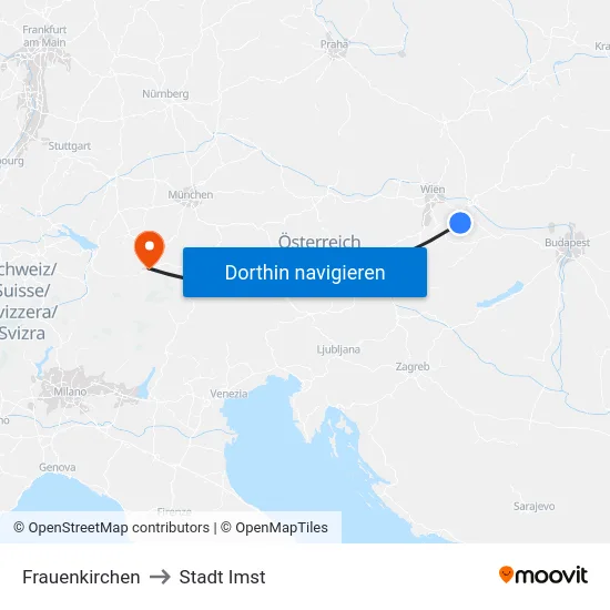 Frauenkirchen to Stadt Imst map