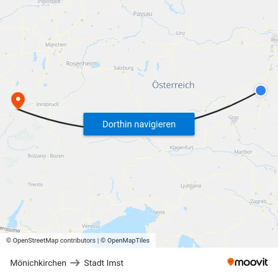 Mönichkirchen to Stadt Imst map