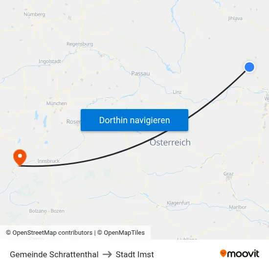 Gemeinde Schrattenthal to Stadt Imst map