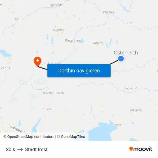 Sölk to Stadt Imst map