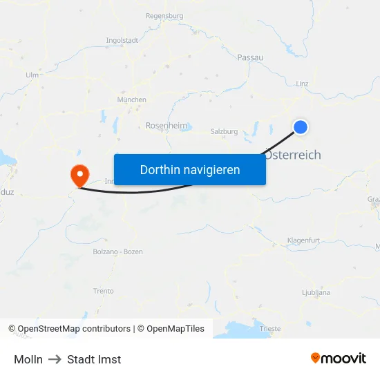 Molln to Stadt Imst map