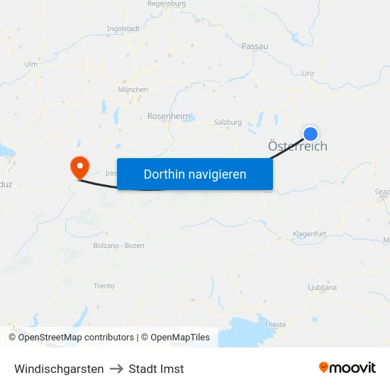 Windischgarsten to Stadt Imst map