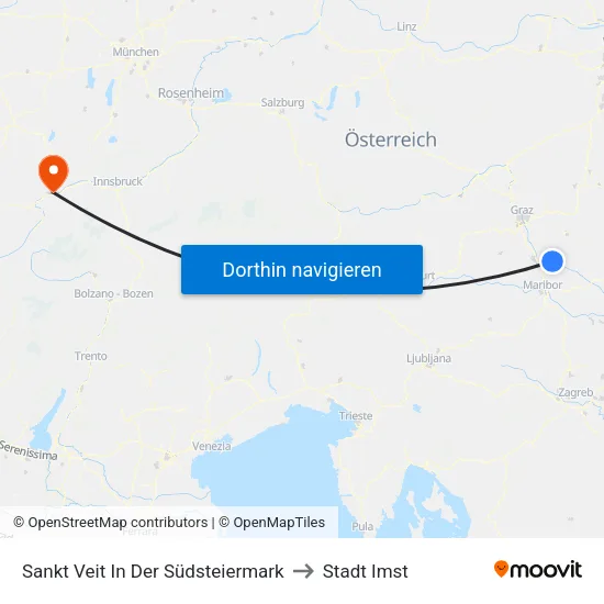 Sankt Veit In Der Südsteiermark to Stadt Imst map