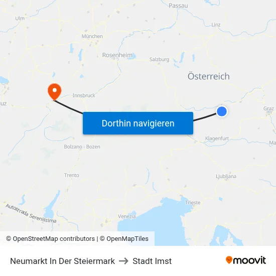 Neumarkt In Der Steiermark to Stadt Imst map