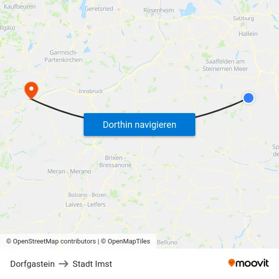 Dorfgastein to Stadt Imst map
