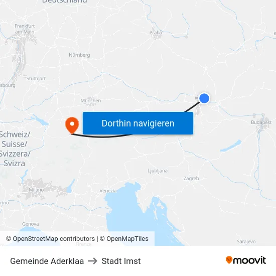 Gemeinde Aderklaa to Stadt Imst map