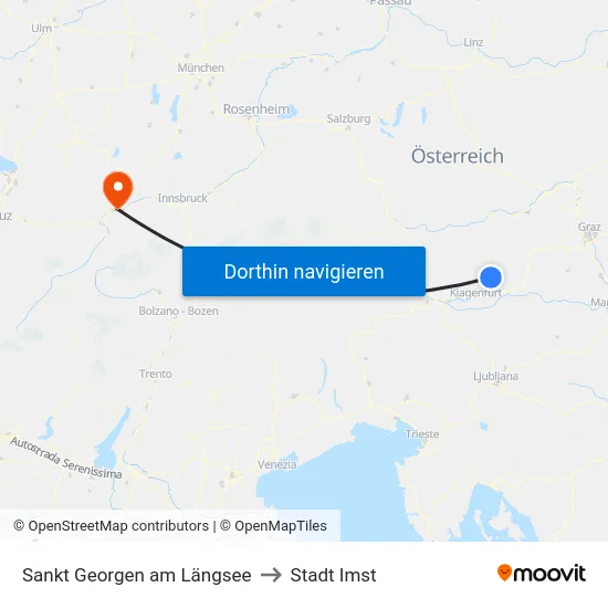 Sankt Georgen am Längsee to Stadt Imst map