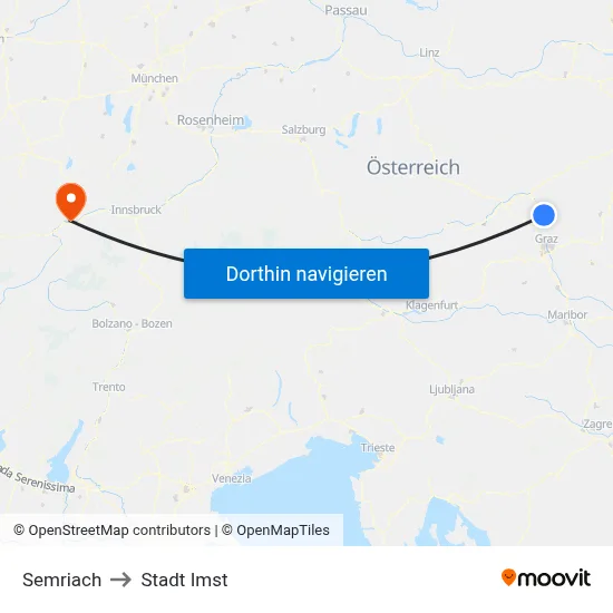 Semriach to Stadt Imst map