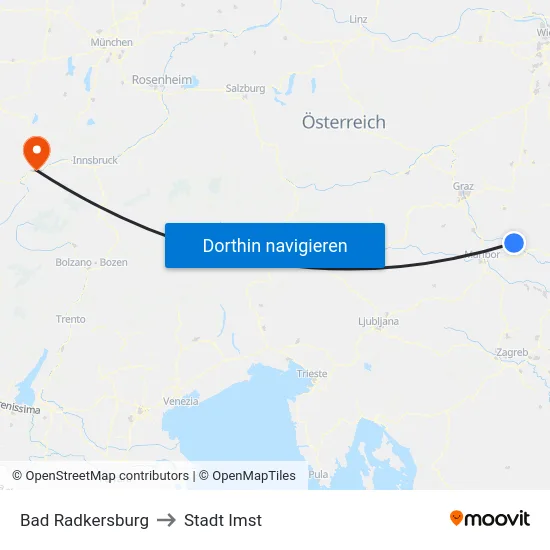 Bad Radkersburg to Stadt Imst map