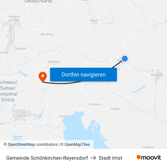Gemeinde Schönkirchen-Reyersdorf to Stadt Imst map